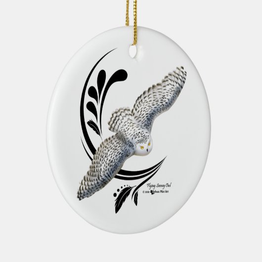 Flying Snowy Owl Keramisch Ornament (Rechts)