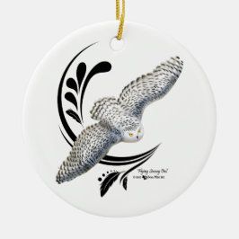 Flying Snowy Owl Keramisch Ornament