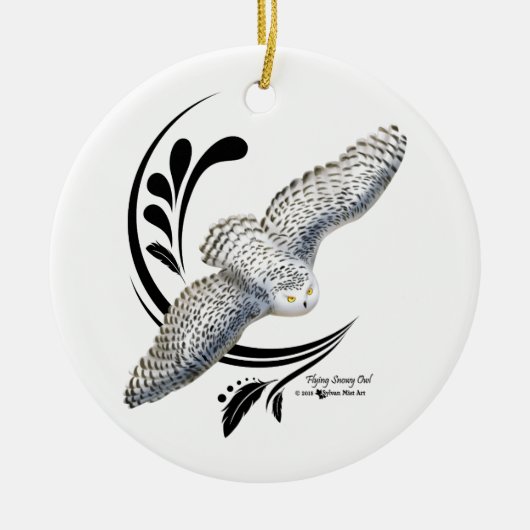 Flying Snowy Owl Keramisch Ornament (Voorkant)