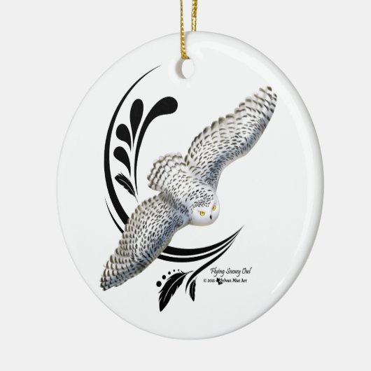 Flying Snowy Owl Keramisch Ornament (Links)
