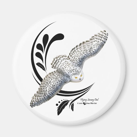 Flying Snowy Owl Magneet (Voorkant)