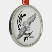 Flying Snowy Owl Metalen Ornament (Rechts)