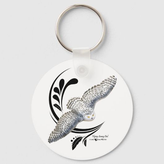 Flying Snowy Owl Sleutelhanger (Voorkant)
