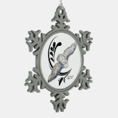 Flying Snowy Owl Tin Sneeuwvlok Ornament (Links)
