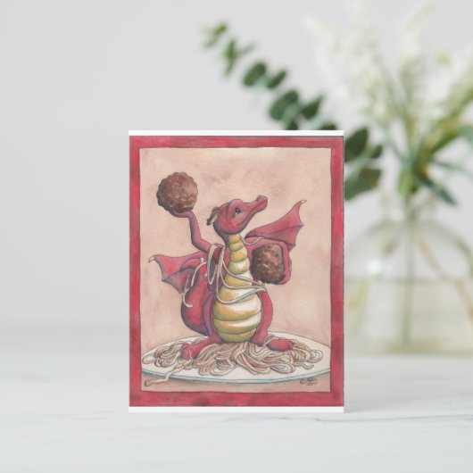 Flying Spaghetti Dragon Briefkaart (Staand voorkant)