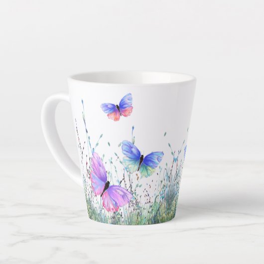 Flying Spring Butterflies Latte Mok (Linkerhoek)