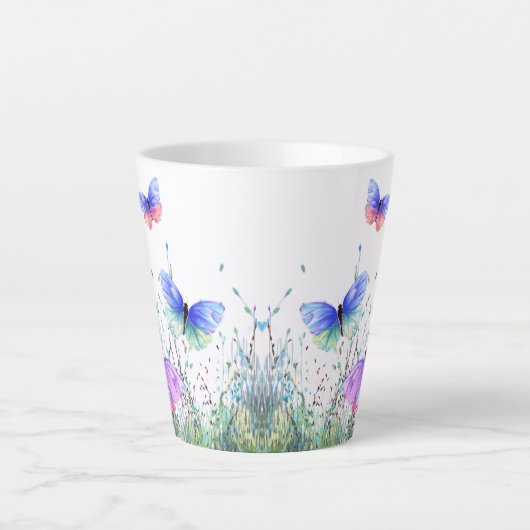 Flying Spring Butterflies Latte Mok (Voorkant)