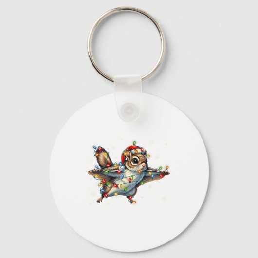 Flying Squirrel Christmas Lights Tee Merry Squirre Sleutelhanger (Voorkant)