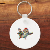 Flying Squirrel Christmas Lights Tee Merry Squirre Sleutelhanger (Voorkant)