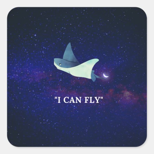 Flying Stingray Vierkante Sticker (Voorkant)