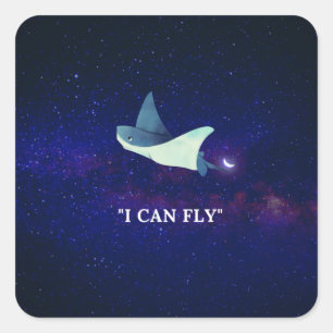 Flying Stingray Vierkante Sticker