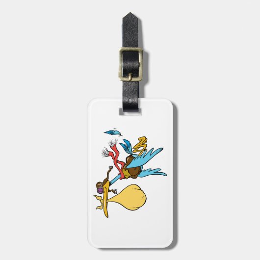 Flying Stork Cartoon met bril en Baby bundel Bagagelabel (Voorkant verticaal)