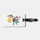 Flying Stork Cartoon met bril en Baby bundel Bagagelabel (Achterkant horizontaal)
