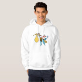 Flying Stork Cartoon met bril en Baby bundel Hoodie (Voorkant volledig)