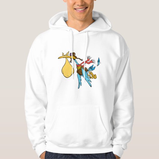 Flying Stork Cartoon met bril en Baby bundel Hoodie (Voorkant)