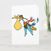 Flying Stork Cartoon met bril en Baby bundel Kaart (Voorkant)