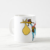 Flying Stork Cartoon met bril en Baby bundel Koffiemok (Voorkant links)