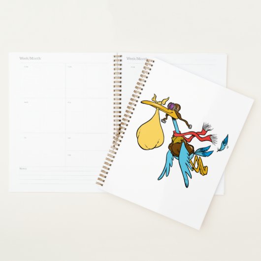 Flying Stork Cartoon met bril en Baby bundel Planner (Display)