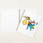 Flying Stork Cartoon met bril en Baby bundel Planner