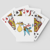 Flying Stork Cartoon met bril en Baby bundel Pokerkaarten (Achterkant)