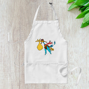 Flying Stork Cartoon met bril en Baby bundel Standaard Schort