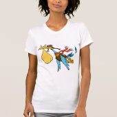 Flying Stork Cartoon met bril en Baby bundel T-shirt (Voorkant)