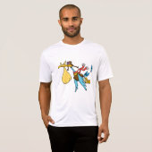 Flying Stork Cartoon met bril en Baby bundel T-shirt (Voorkant volledig)