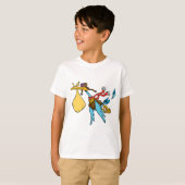 Flying Stork Cartoon met bril en Baby bundel T-shirt (Voorkant volledig)