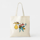 Flying Stork Cartoon met bril en Baby bundel Tote Bag (Achterkant)