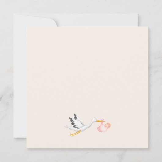 Flying Stork Clouds Stars Baby Shower Kaart (Achterkant)