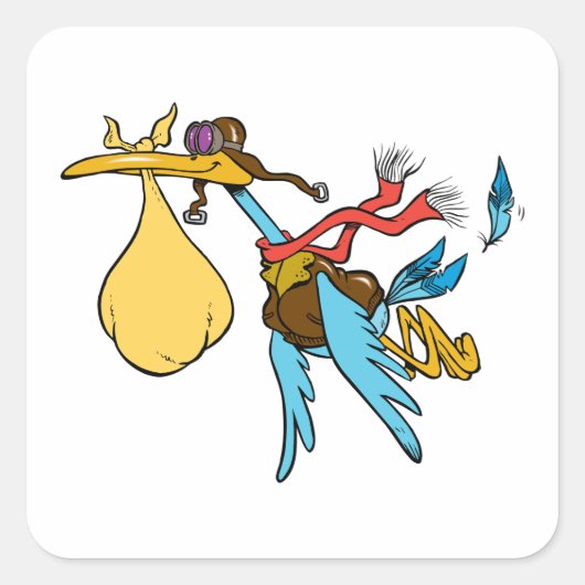 Flying Stork Vierkante Sticker (Voorkant)