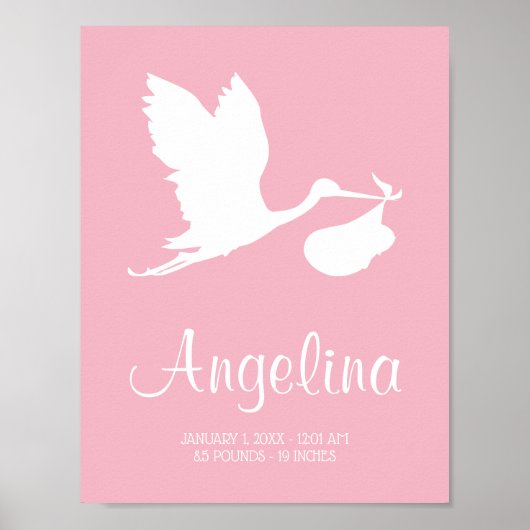 Flying Storm met Baby bundel Nursery Art Pink Poster (Voorkant)