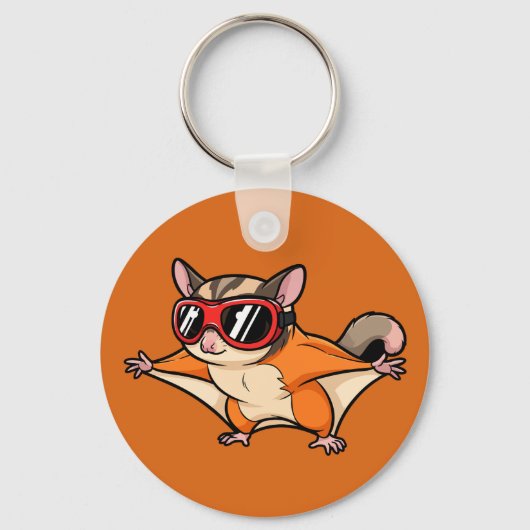Flying Sugar Glider With Red Goggles Sleutelhanger (Voorkant)