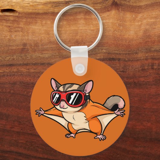 Flying Sugar Glider With Red Goggles Sleutelhanger (Achterkant)