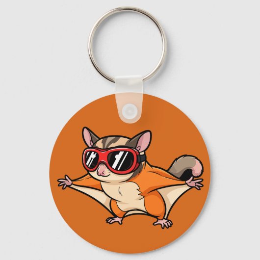 Flying Sugar Glider With Red Goggles Sleutelhanger (Achterkant)
