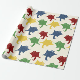 Flying Sugar Gliders Primary Colors Patterted Cadeaupapier