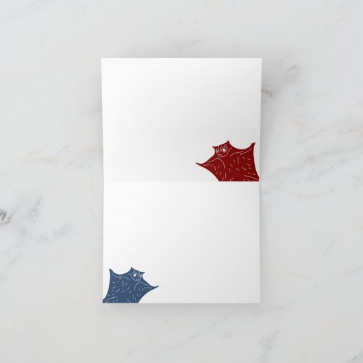 Flying Sugar Gliders Rood en Blauw Bedankkaart (Binnen)