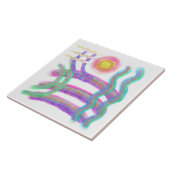 Flying Sun Abstract Art Tegeltje (Zijkant)