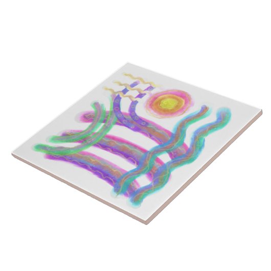 Flying Sun Abstract Art Tegeltje (Zijkant)