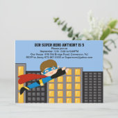 Flying Super Hero Boys Uitnodiging (Staand voorkant)