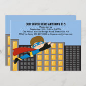 Flying Super Hero Boys Uitnodiging (Voorkant / Achterkant)