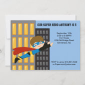 Flying Super Hero Boys Uitnodiging (Voorkant)