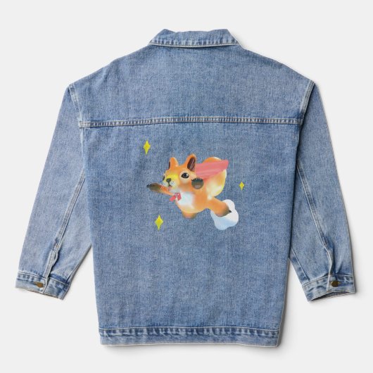 Flying super-squirrel and stars denim jacket (Achterkant)