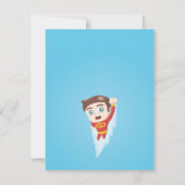 Flying Superheld Boy Birthday Party Invitations Kaart (Achterkant)