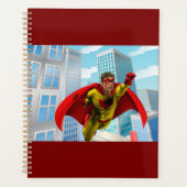 Flying Superhero Comic Style Red and Yellow Hero  Planner (Voorkant)