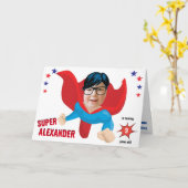 Flying Superhero Jongen Enorm Leuk Verjaardagscade Kaart (Gele Bloem)