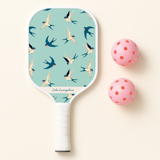 Flying Swallow Aqua Blue Aangepaste naam Pickleball Paddle