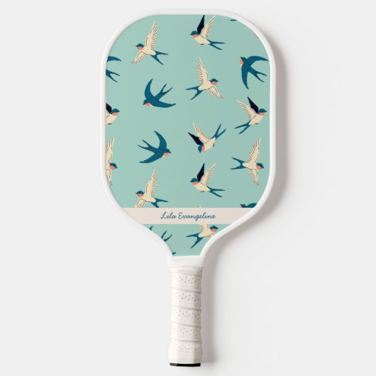 Flying Swallow Aqua Blue Aangepaste naam Pickleball Paddle (Achterkant)