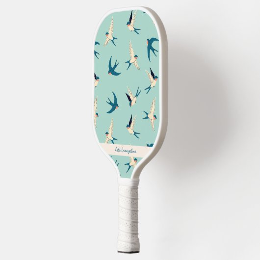 Flying Swallow Aqua Blue Aangepaste naam Pickleball Paddle (Links)