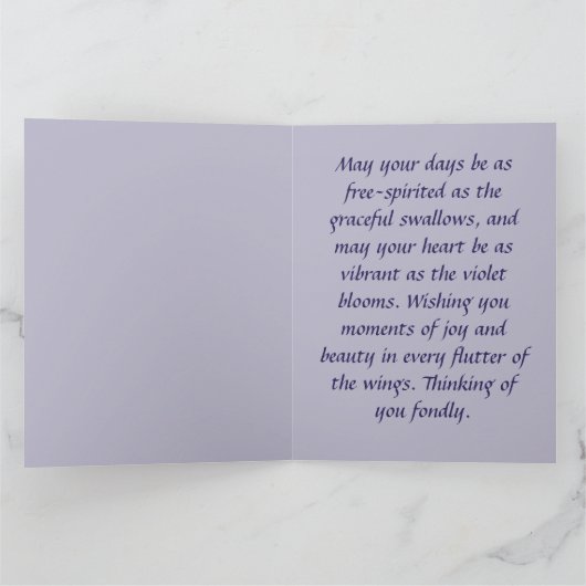 Flying Swallow Field van Violet Bloemen Kaart (Binnen)